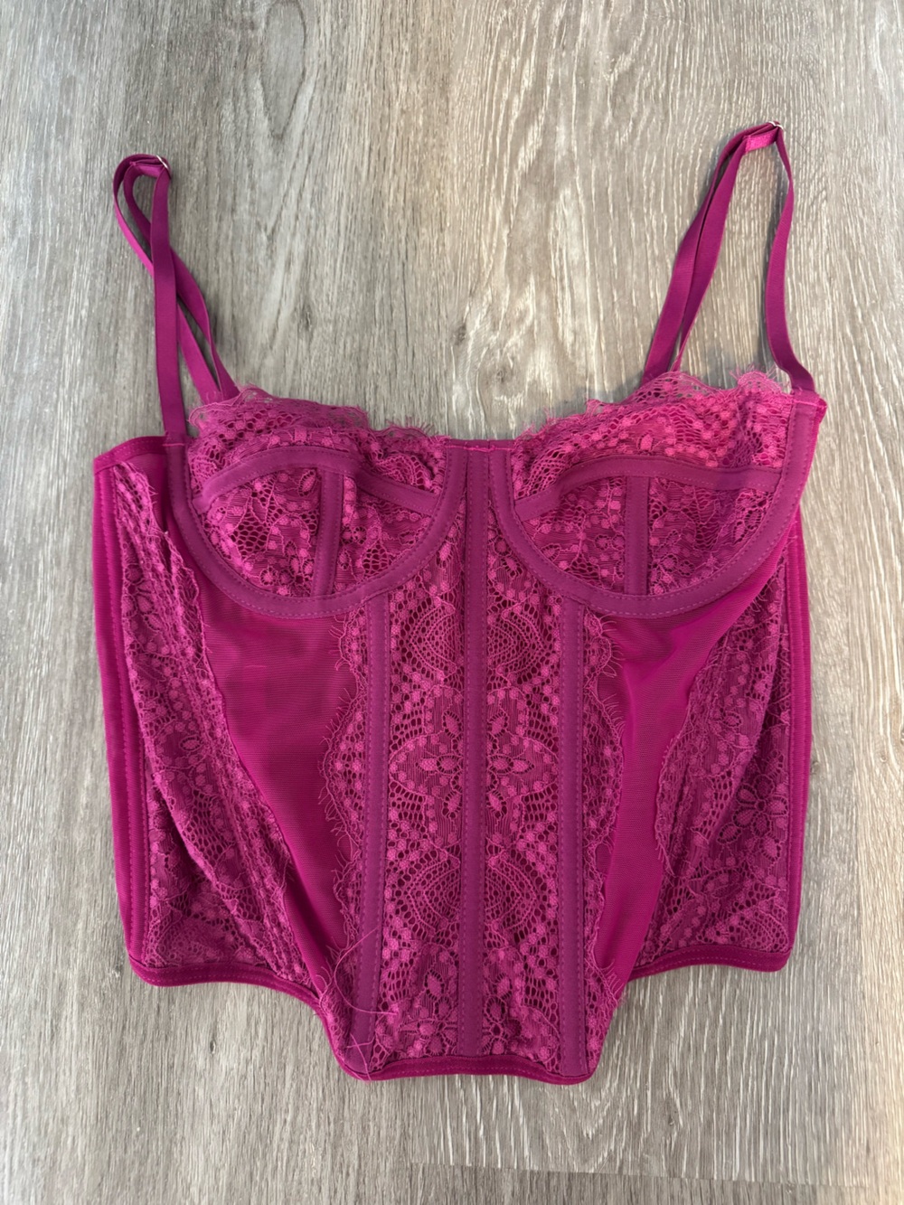 SHEIN Magenta Lace Longline Bustier